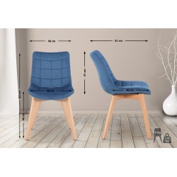Juego de 2 sillas de comedor Passaic en terciopelo azul Juego de 2 sillas de comedor Passaic en terciopelo azul