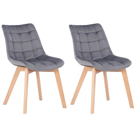 Juego de 2 sillas de comedor Passaic en terciopelo gris