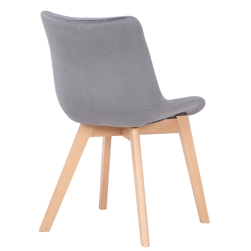 Juego de 2 sillas de comedor Passaic en terciopelo gris