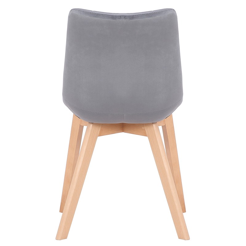 Juego de 2 sillas de comedor Passaic en terciopelo gris