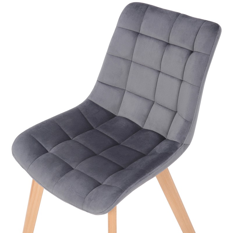 Juego de 2 sillas de comedor Passaic en terciopelo gris