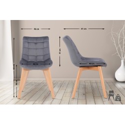 Juego de 2 sillas de comedor Passaic en terciopelo gris Juego de 2 sillas de comedor Passaic en terciopelo gris