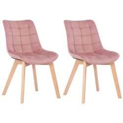 Juego de 2 sillas de comedor Passaic en terciopelo rosa