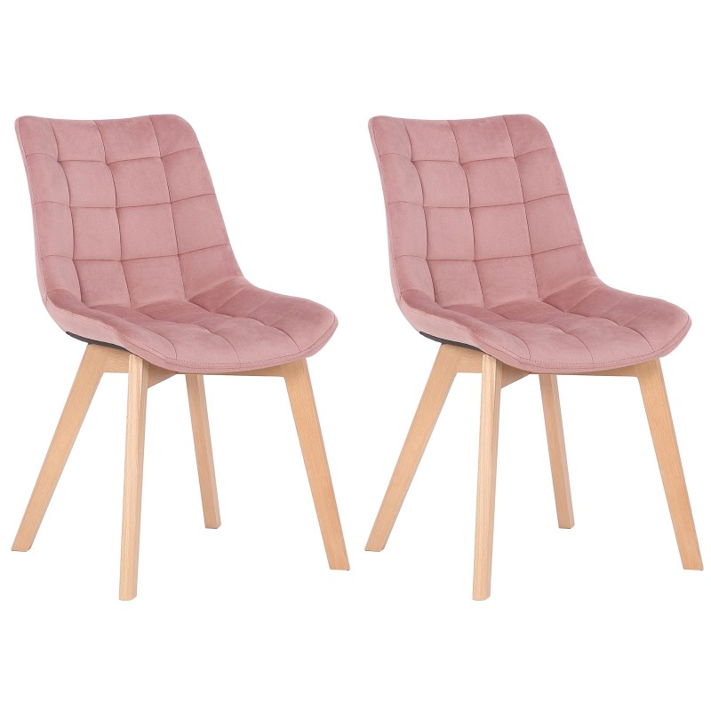 Juego de 2 sillas de comedor Passaic en terciopelo rosa Juego de 2 sillas de comedor Passaic en terciopelo rosa