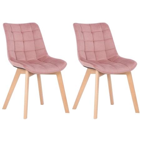 Juego de 2 sillas de comedor Passaic en terciopelo rosa