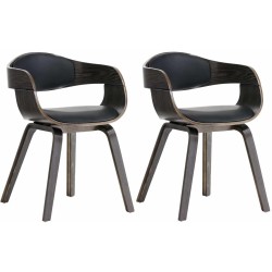 Juego de 2 sillas Kingston, piel sintética negra/gris