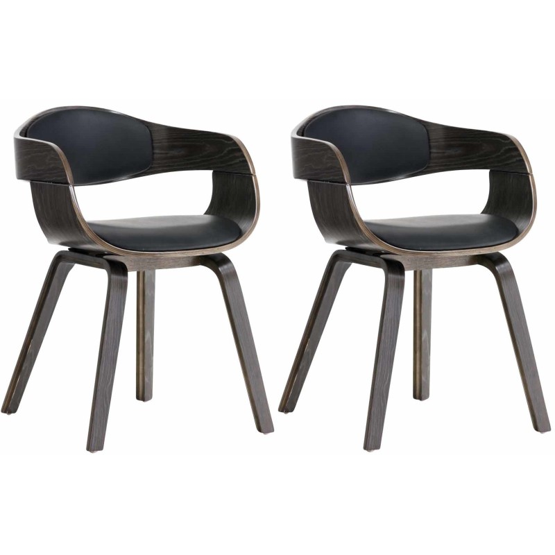 Juego de 2 sillas Kingston, piel sintética negra/gris Juego de 2 sillas Kingston, piel sintética negra/gris