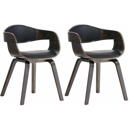 Juego de 2 sillas Kingston, piel sintética negra/gris