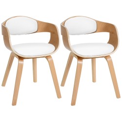 Juego de 2 sillas Kingston, piel sintética, natural/blanco
