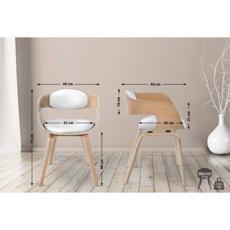 Juego de 2 sillas Kingston, piel sintética, natural/blanco