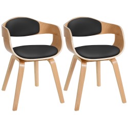 Juego de 2 sillas Kingston, piel sintética, natural/negro