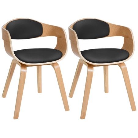 Juego de 2 sillas Kingston, piel sintética, natural/negro