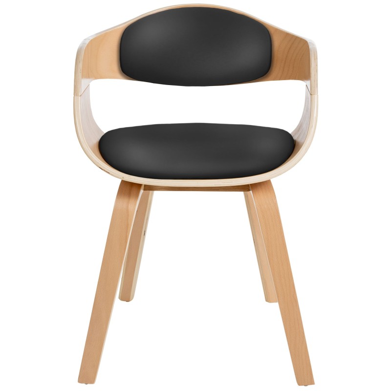 Juego de 2 sillas Kingston, piel sintética, natural/negro