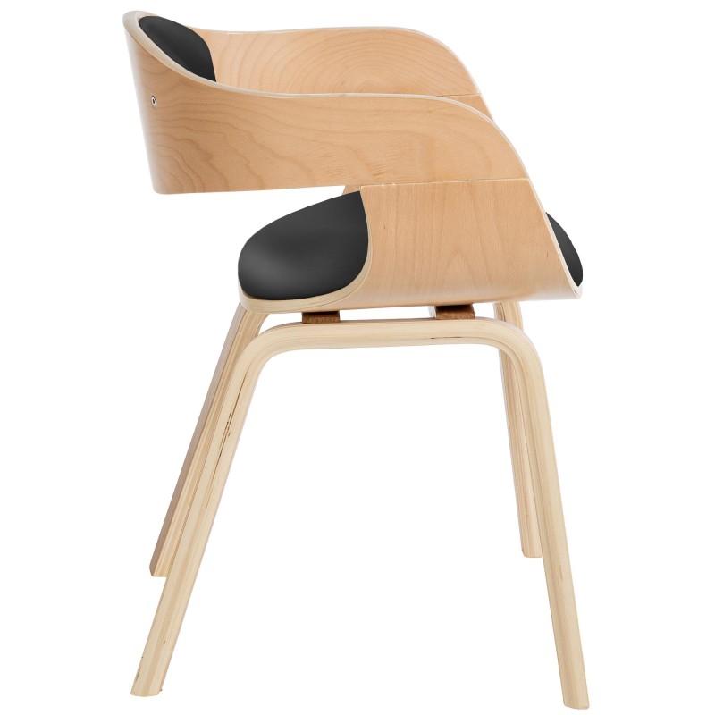 Juego de 2 sillas Kingston, piel sintética, natural/negro