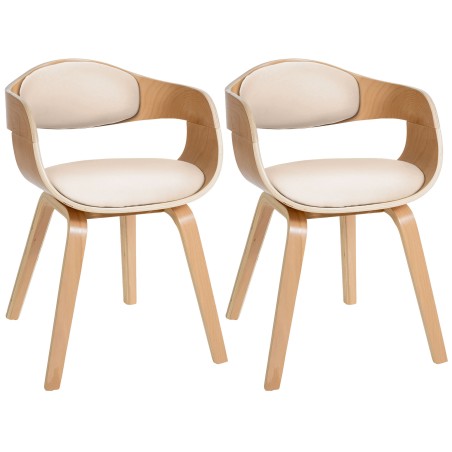 Juego de 2 sillas Kingston en piel sintética natural/crema
