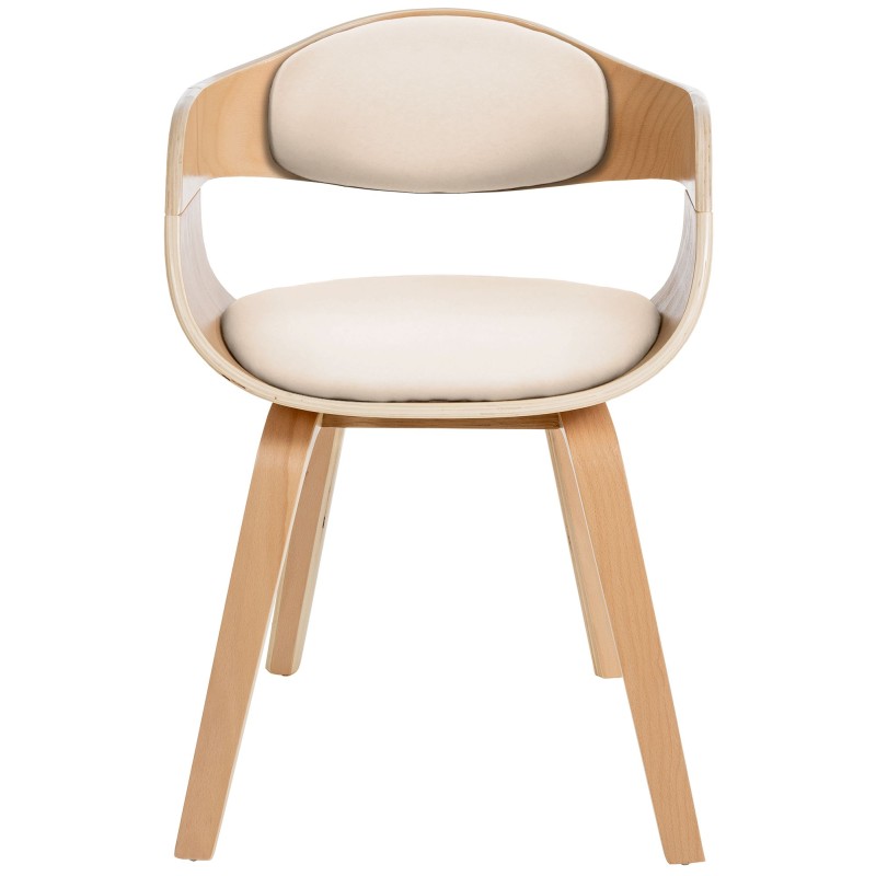 Juego de 2 sillas Kingston en piel sintética natural/crema