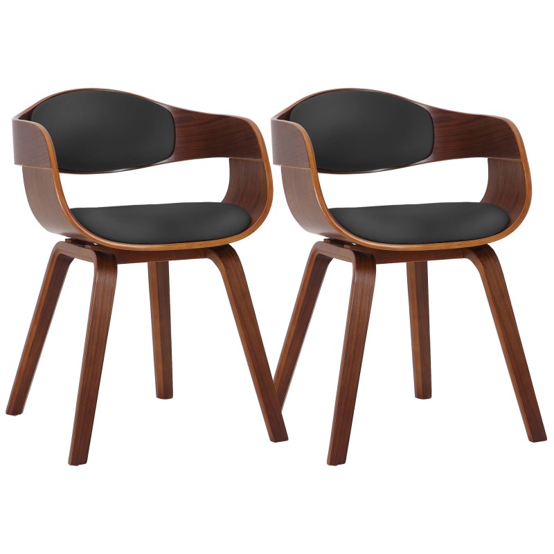 Juego de 2 sillas Kingston, piel sintética, nogal/negro