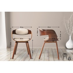 Juego de 2 sillas Kingston, piel sintética, nogal/crema