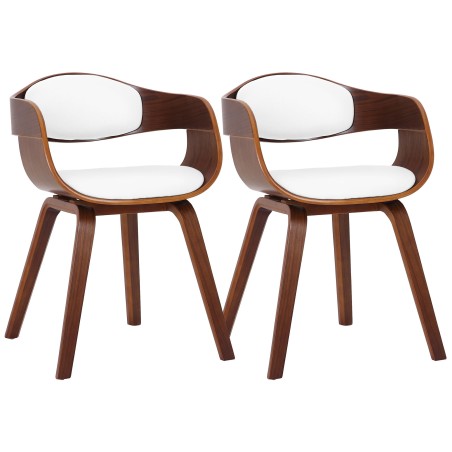 Juego de 2 sillas Kingston, piel sintética, nogal/blanco