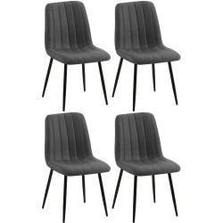 Conjunto de 4 sillas Dijon en tela gris oscuro