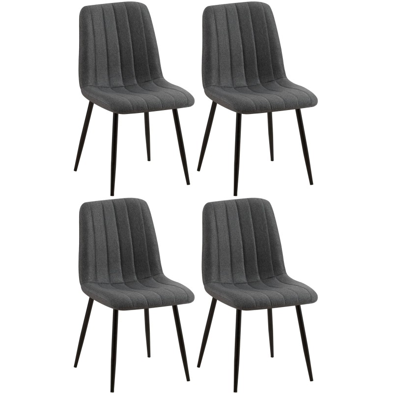 Conjunto de 4 sillas Dijon en tela gris oscuro Conjunto de 4 sillas Dijon en tela gris oscuro