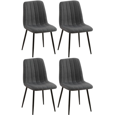 Conjunto de 4 sillas Dijon en tela gris oscuro