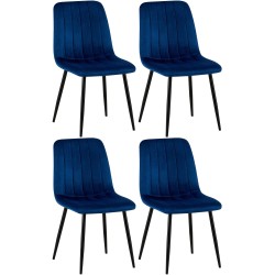 Juego de 4 sillas de terciopelo azul Dijon