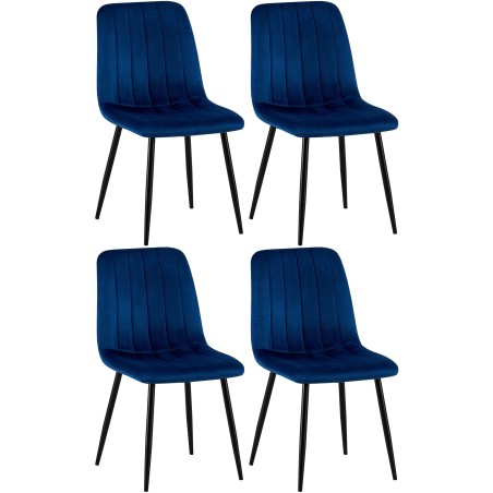 Juego de 4 sillas de terciopelo azul Dijon