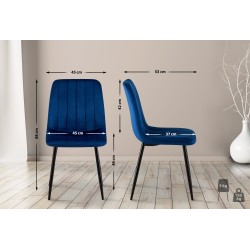 Juego de 4 sillas de terciopelo azul Dijon Juego de 4 sillas de terciopelo azul Dijon