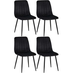 Conjunto de 4 sillas Dijon en terciopelo negro