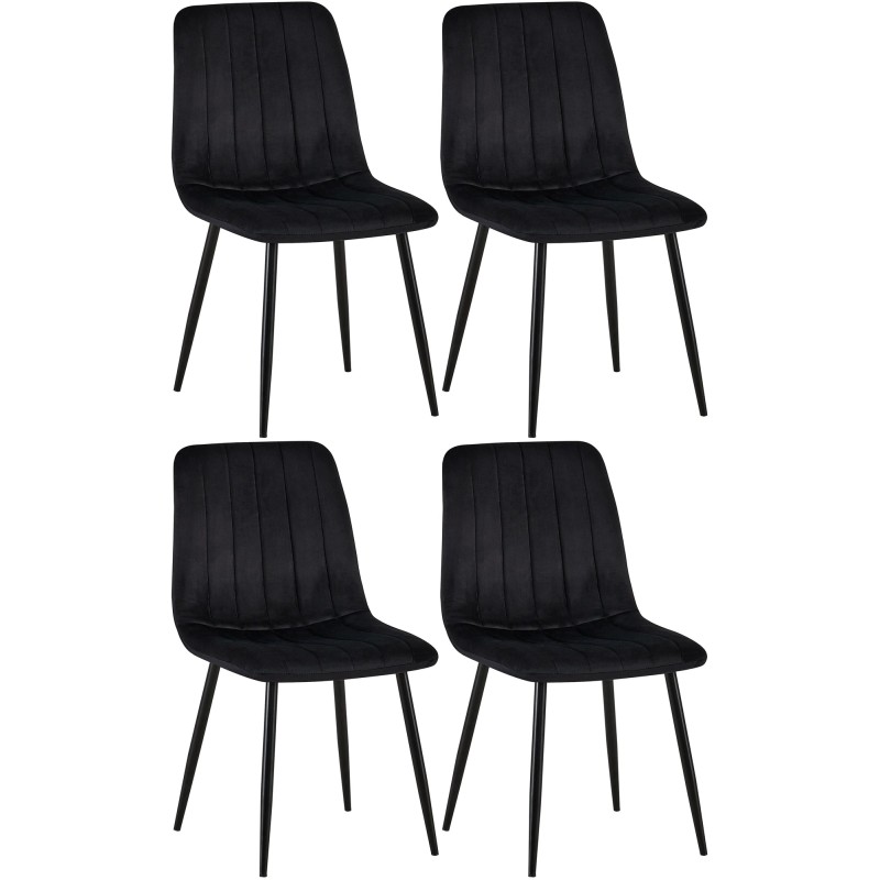 Conjunto de 4 sillas Dijon en terciopelo negro Conjunto de 4 sillas Dijon en terciopelo negro