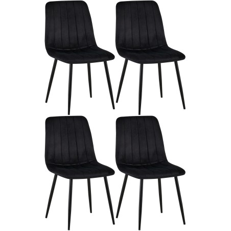 Conjunto de 4 sillas Dijon en terciopelo negro