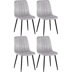 Conjunto de 4 sillas Dijon en terciopelo gris