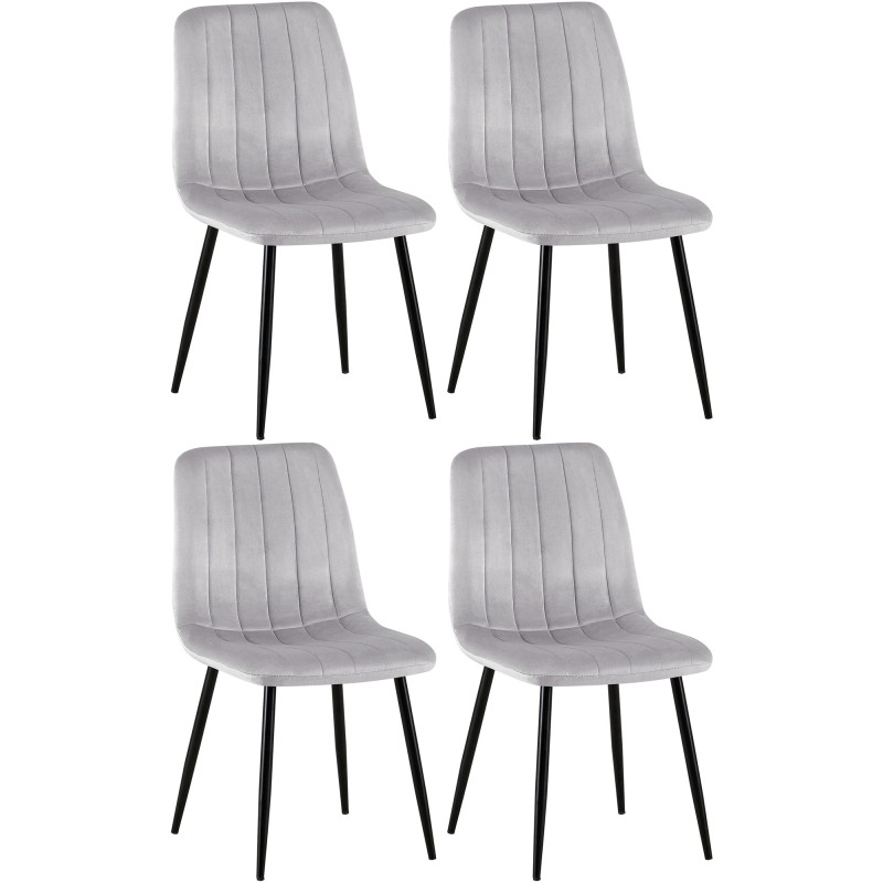 Conjunto de 4 sillas Dijon en terciopelo gris Conjunto de 4 sillas Dijon en terciopelo gris