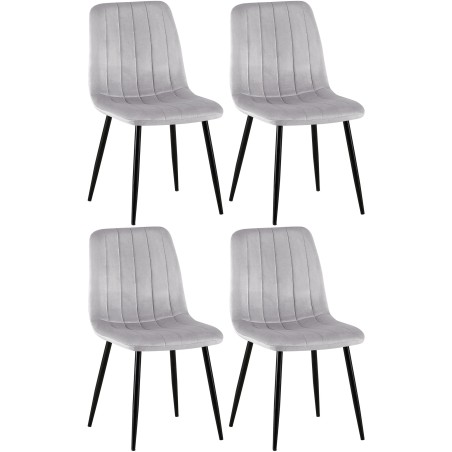 Conjunto de 4 sillas Dijon en terciopelo gris
