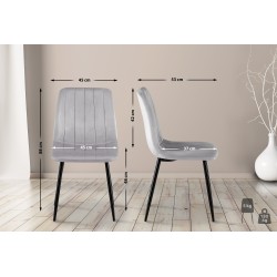 Conjunto de 4 sillas Dijon en terciopelo gris Conjunto de 4 sillas Dijon en terciopelo gris