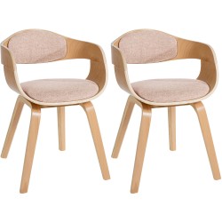 Juego de 2 sillas Kingston en tela natural/crema