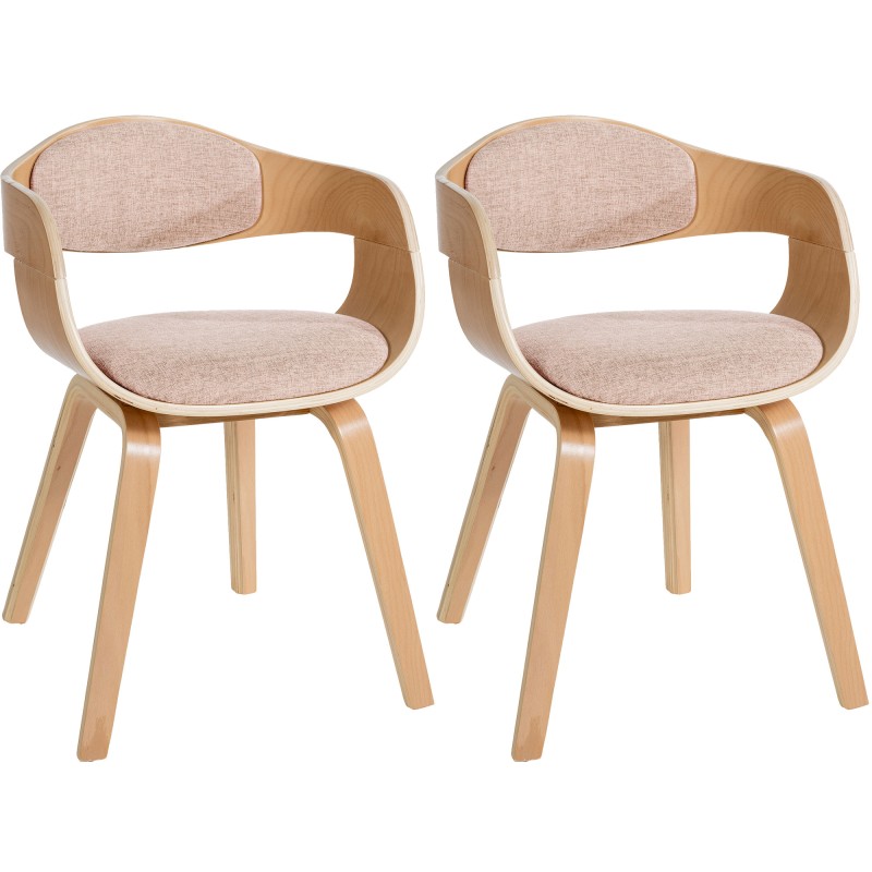 Juego de 2 sillas Kingston en tela natural/crema Juego de 2 sillas Kingston en tela natural/crema