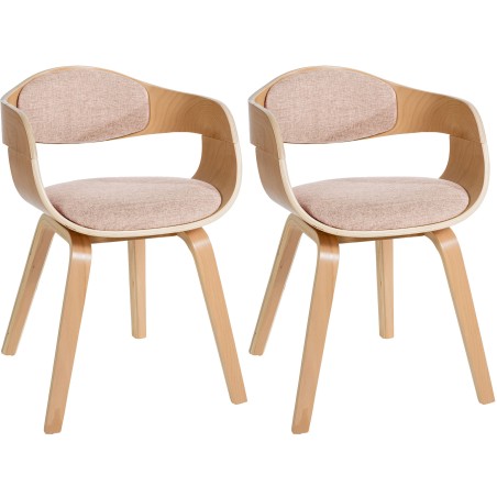 Juego de 2 sillas Kingston en tela natural/crema