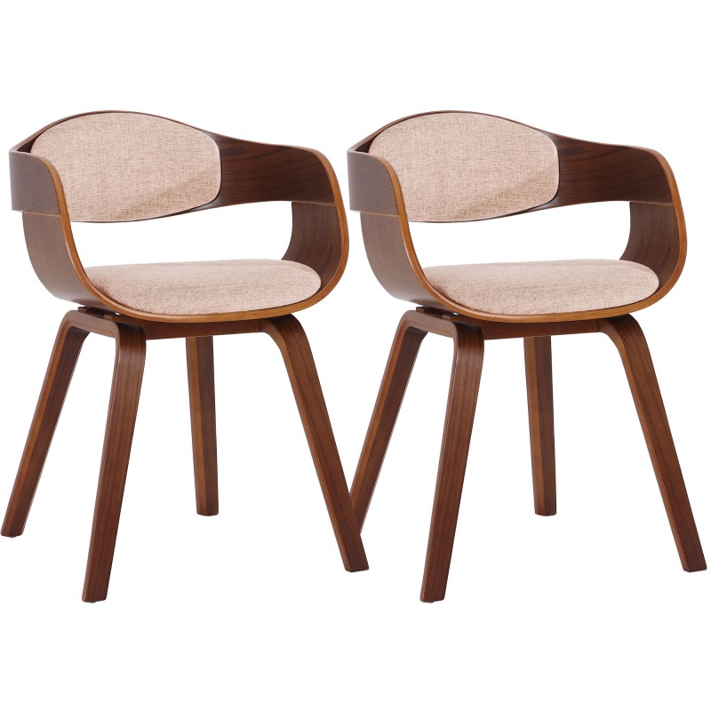 Juego de 2 sillas Kingston, tela nogal/crema Juego de 2 sillas Kingston, tela nogal/crema