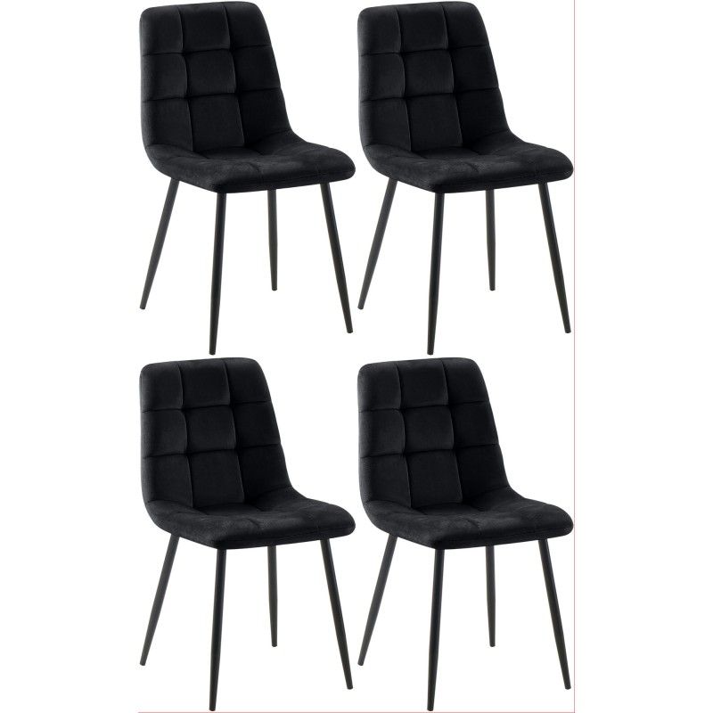 Juego de 4 sillas de comedor Antibes negras