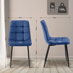 Juego de 4 sillas de comedor Antibes azules Juego de 4 sillas de comedor Antibes azules