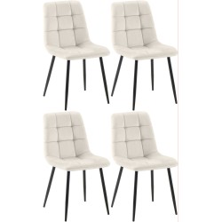Juego de 4 sillas de comedor Antibes en color blanco crema Juego de 4 sillas de comedor Antibes en color blanco crema
