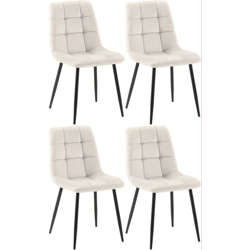 Juego de 4 sillas de comedor Antibes en color blanco crema