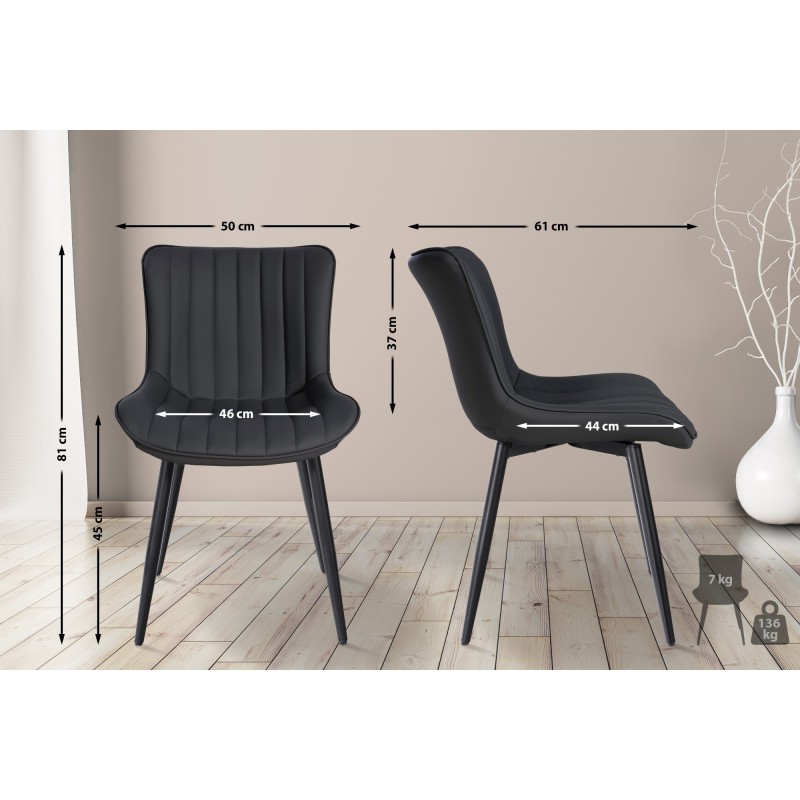 Silla Largo, símil piel negra