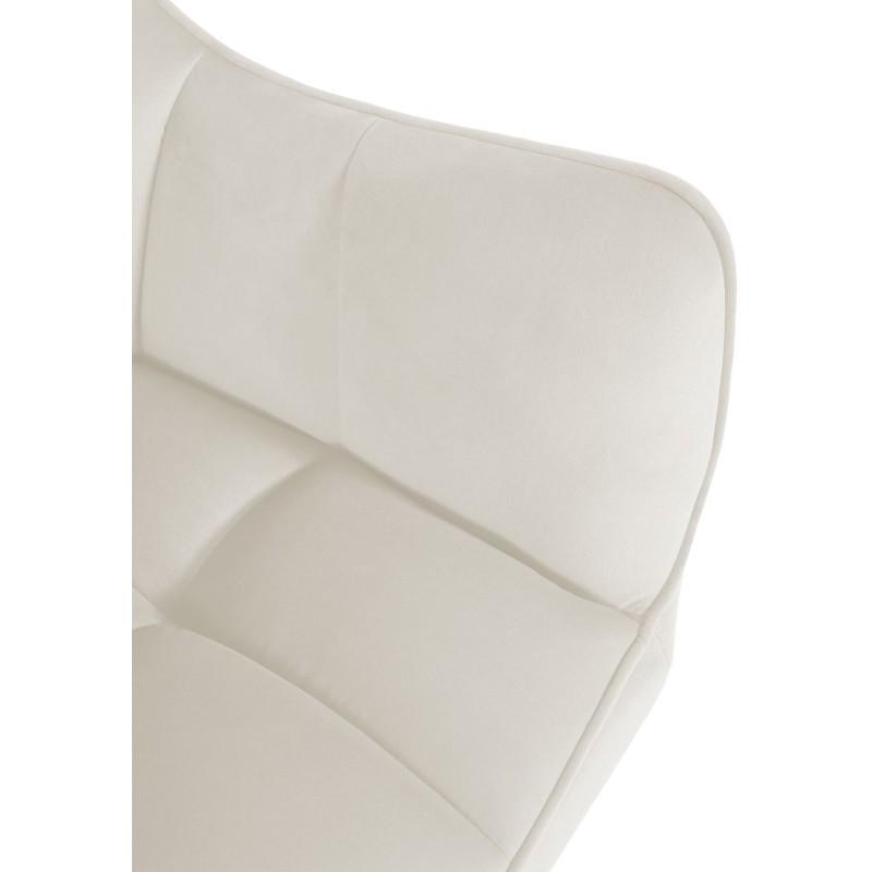 Silla de comedor tipo columpio de terciopelo y acero inoxidable color crema
