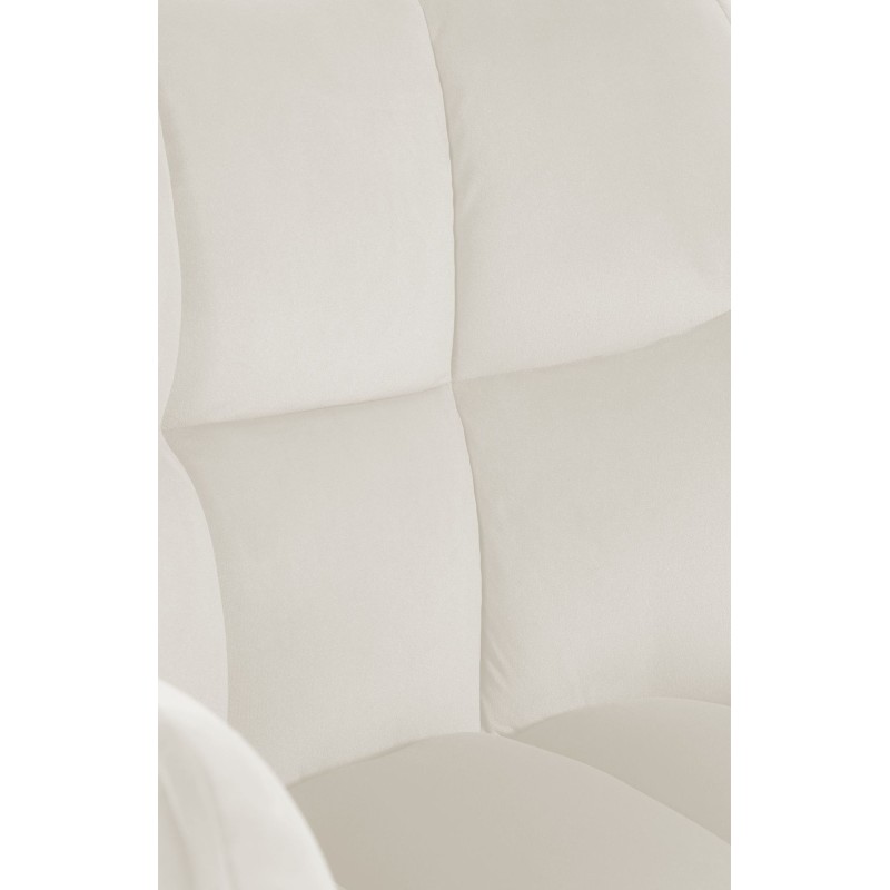 Silla de comedor tipo columpio de terciopelo y acero inoxidable color crema