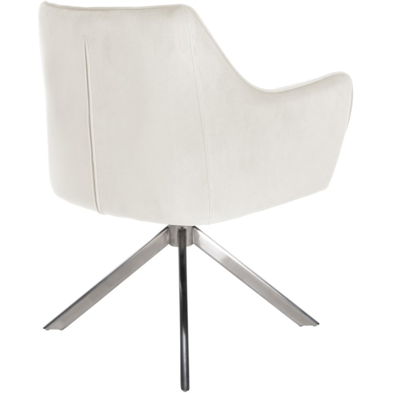 Silla de comedor tipo columpio de terciopelo y acero inoxidable color crema