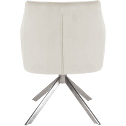 Silla de comedor tipo columpio de terciopelo y acero inoxidable color crema Silla de comedor tipo columpio de terciopelo y acero inoxidable color crema