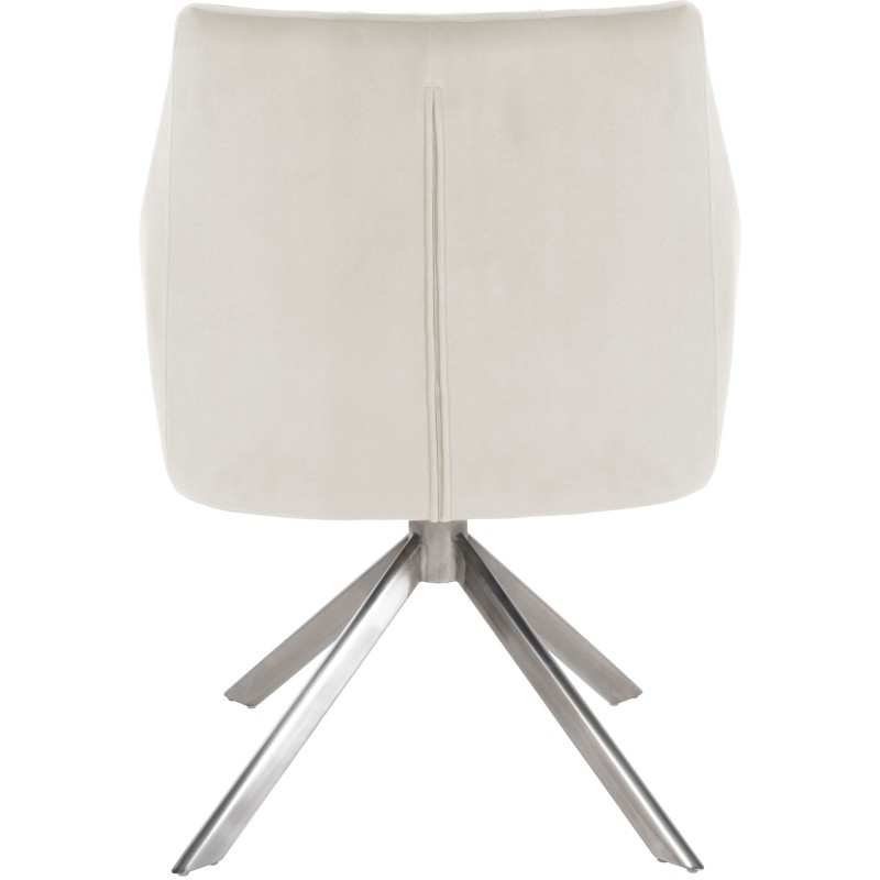 Silla de comedor tipo columpio de terciopelo y acero inoxidable color crema